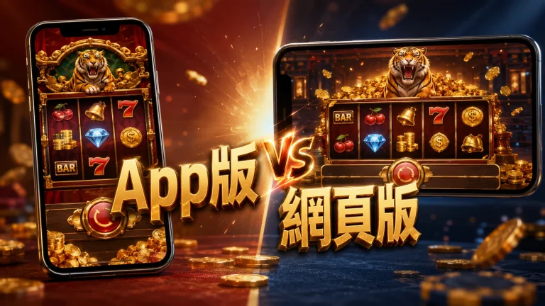 手機分別開啟App版與瀏覽器版老虎機畫面並排
