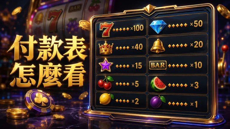 老虎機Paytable頁面列出各符號對應的倍數
